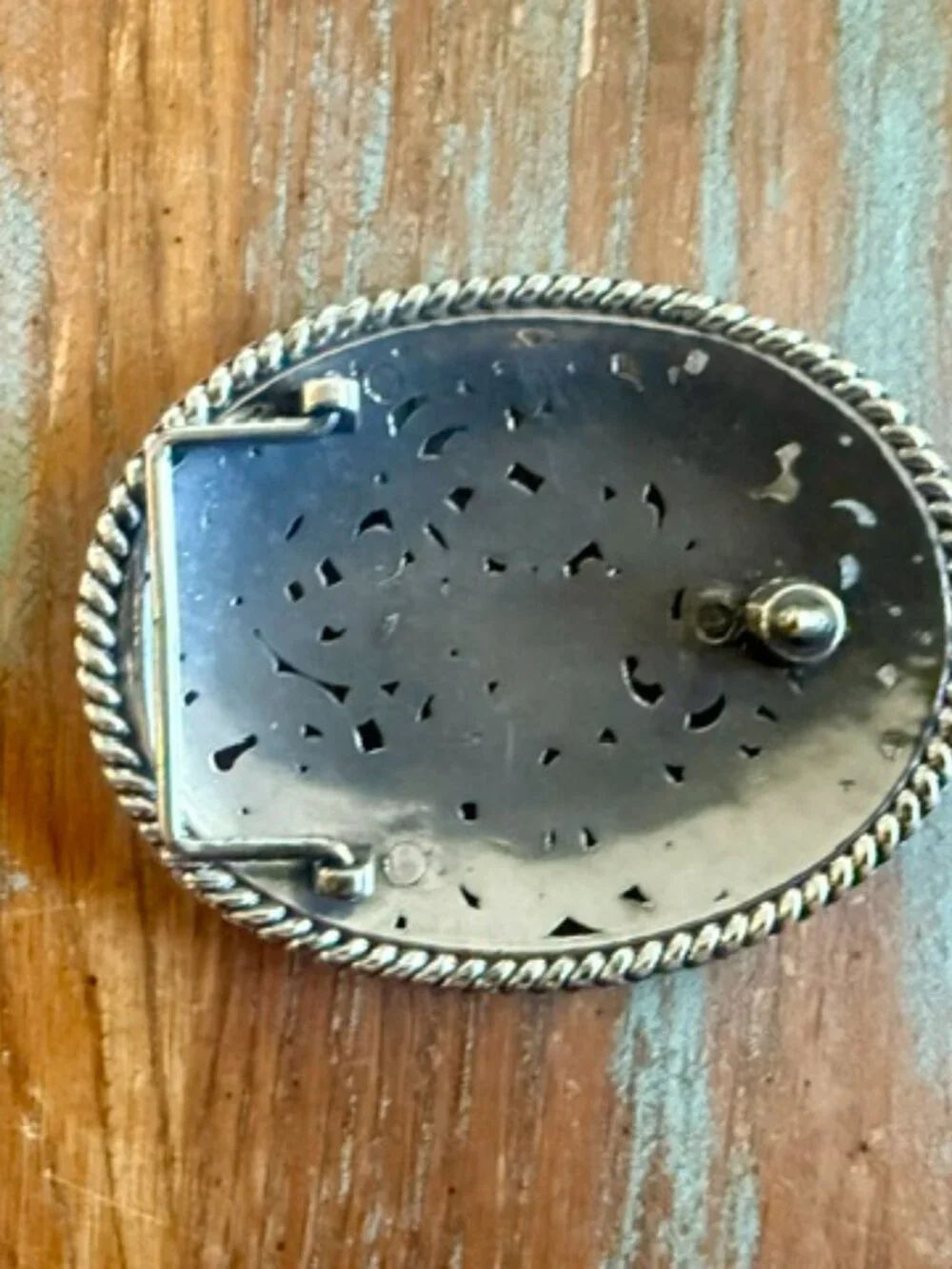 Tony Lama Black Pierced Filigree Leather Western Belt & Silver Buckle Sz 36